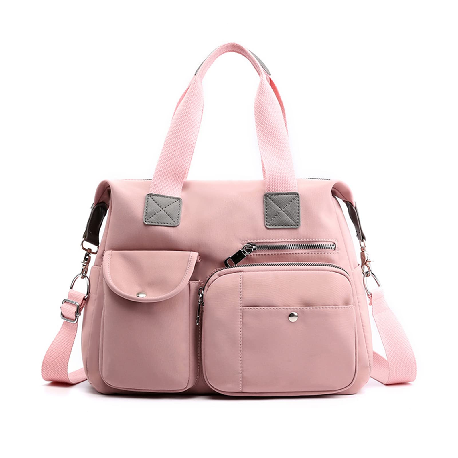 NICOLE & DORIS Borsa Donna Grande Borsa a Tracolla Multitasche Borse a Spalla Leggero Nylon Borsetta Shopper Weekend Borse Tote Casual Sportiva Viaggio Rosa