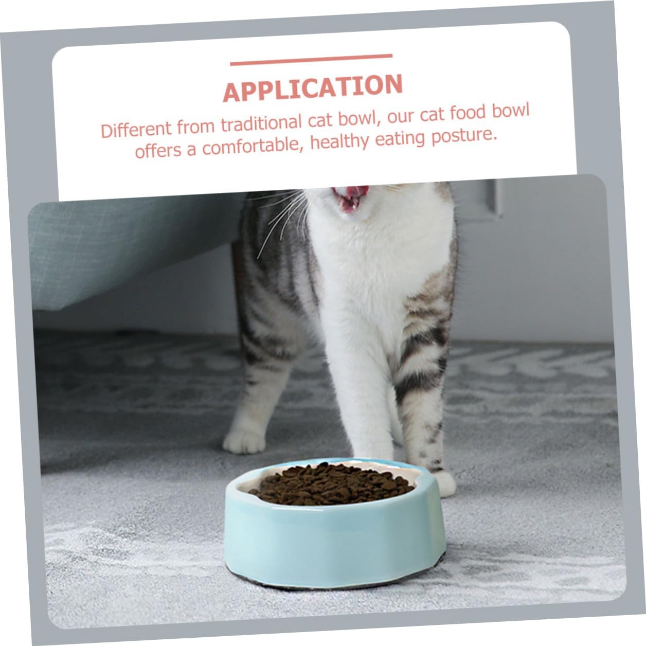 Ceramic Pet Water Bowl and Slanted Cat Food Dish with Cute Animal Paw Print, Small Size Blue Tilted Feeder Bowl for Dogs and Cats Indoor Feeding