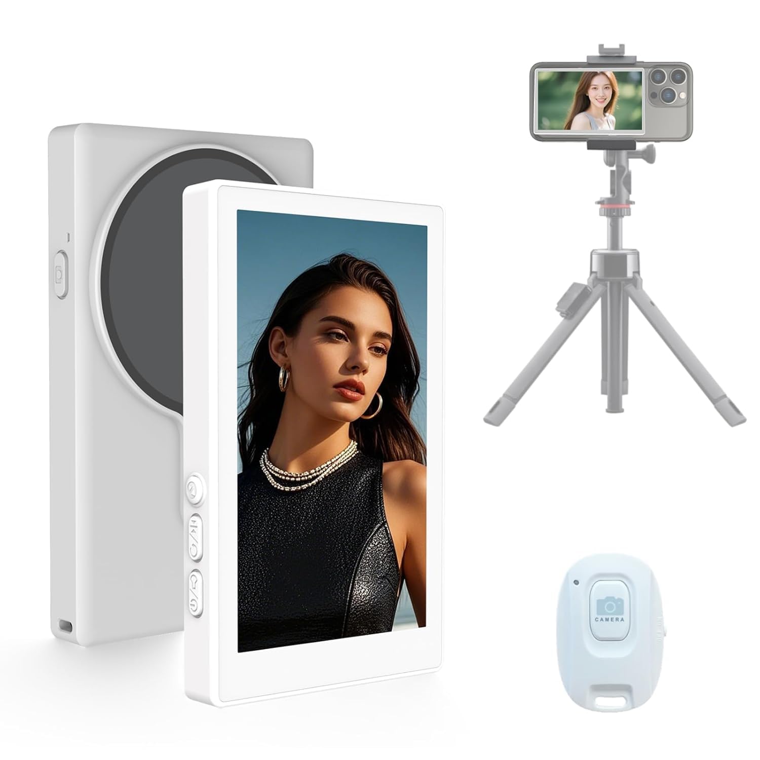Upgraded 2026 Selfie Monitor Screen with Touchscreen Wireless 4K 60fps Magnetic Vlog Screen, Bluetooth Remote, Built-in Speaker Compatible with iPhone & Android-image-11