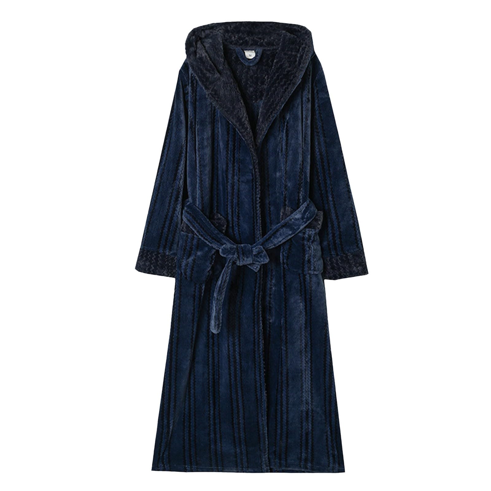 Accappatoio da uomo, kimono, con scollo a V, tinta unita, in pile, lungo, soffice, con cappuccio, in spugna, con motivo a griglia