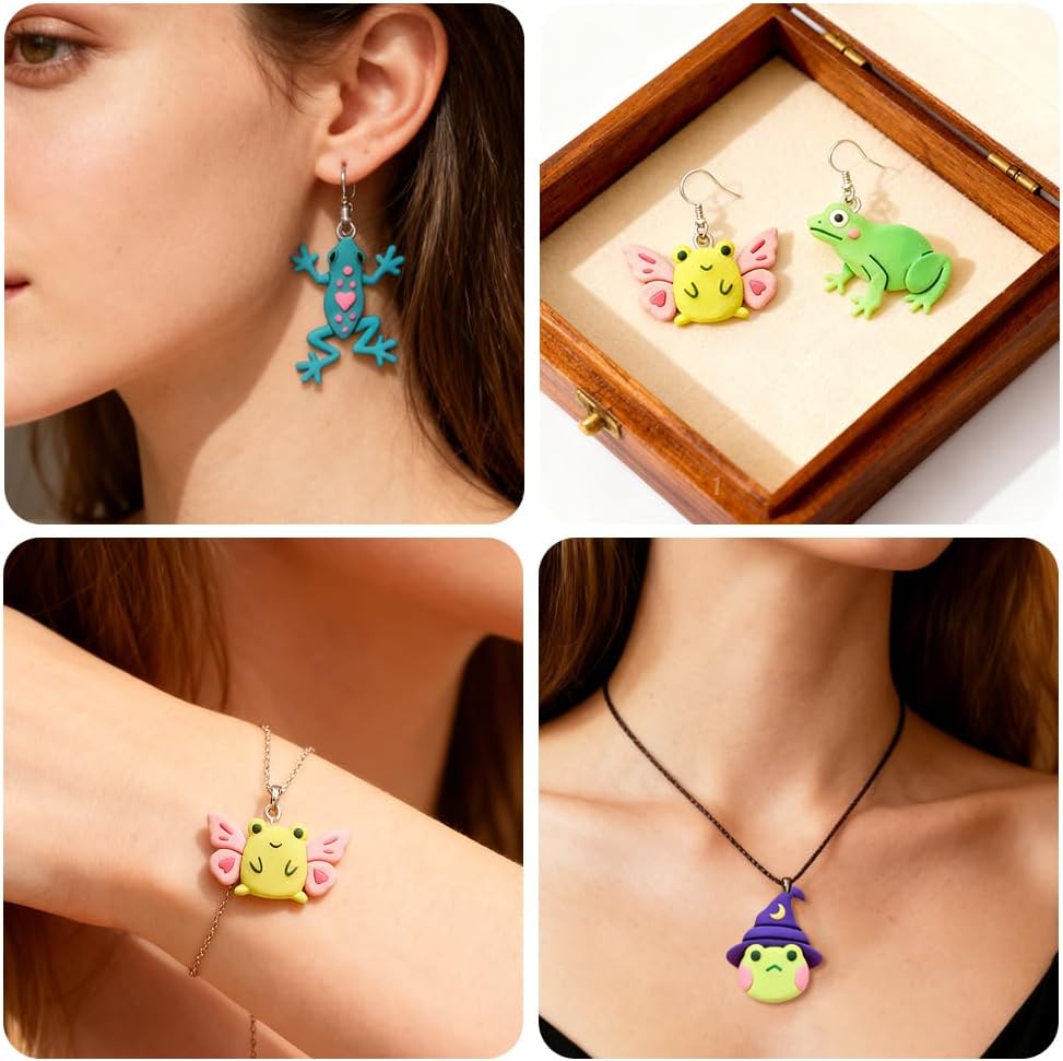 ORIGACH 17 Pcs Frog Polymer Clay Cutters for Earrings Muti-Shapes Geometric Clay Cutters with Box for Jewelry Making, DIY, 0.7-1.8×0.6-1.9Inch