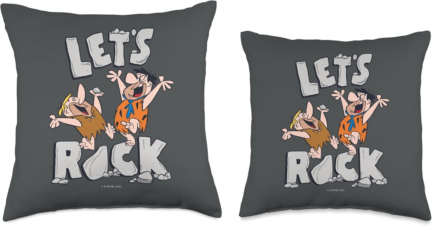 The Flintstones Fred Barney Let's Rock Throw Pillow
