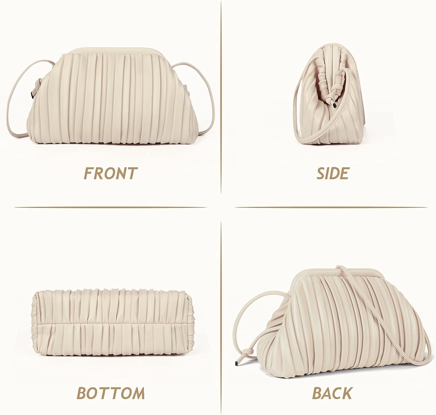 GLITZALL Clutch Purse and Dumpling Bag for Women,Designer Cloud Handbag and Ruched Bag with Detachable Shoulder Strap - Image 8