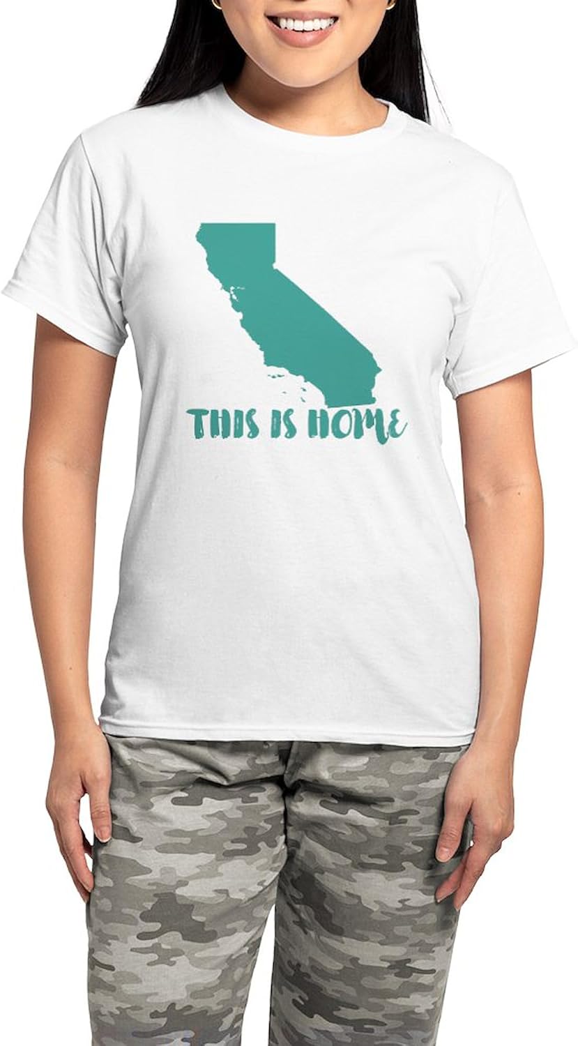 CafePress California This is Home Women's Light Pajamas Women's Novelty Cotton Pajama Set, Comfortable PJ Sleepwear
