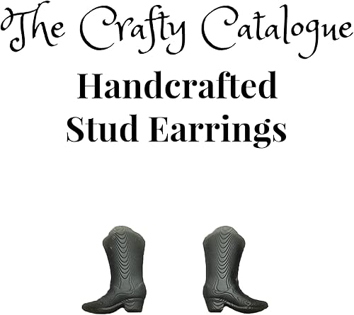 Miniatura 2 de Simple Black Cowboy Boot Stud Pair Unisex Hombres y Mujer Pendientes de resina polimérica a base de plantas Joyería vegana Poste de acero inoxidable