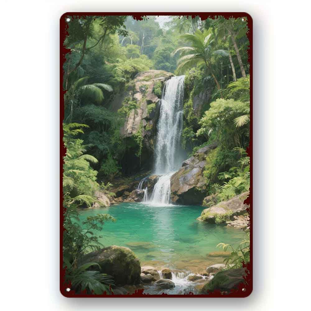 peiyeety Vintage Funny Tin Signs Dunn's River Falls, Jamaica Fun Retro Tin Sign Wall Decor Vintage Design Home Bedroom Wall Decor Gift Christmas8x12 Inch