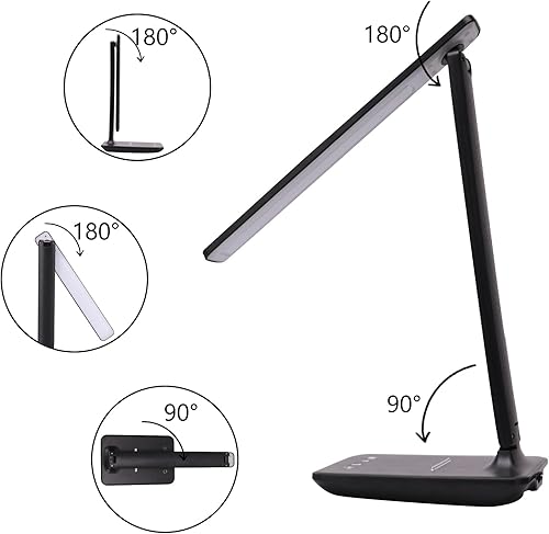 Miniatura 4 de Lámpara de escritorio LED regulable con puerto de carga USB, 5 modos de color, 5 modos de brillo, lámparas de escritorio plegables portátiles para