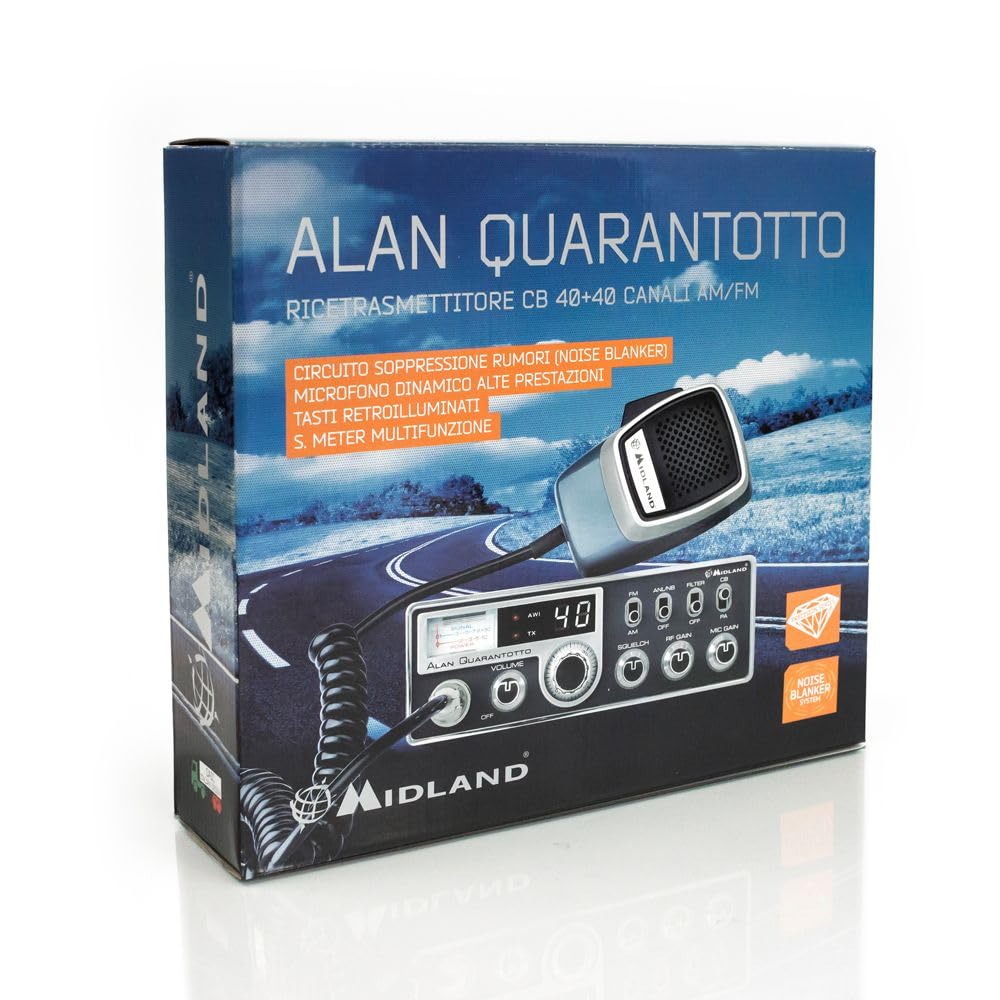 Midland Alan QUARANTOTTO Radio CB, Nero/Argento