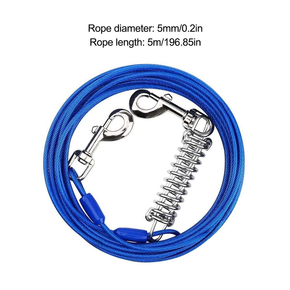 Câble d'attache pour Chiens,Chien d'arrêt,3m/5m de Laisse pour Chien,Laisse de Cabine avec Ressort Amortisseur pour Chiens de Taille Moyenne et Grande Camping,Jardin,Course,Parc en Plein Air