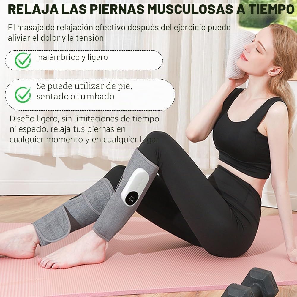 Masajeador de Pantorrillas, Inalámbrico Masajeador Pantorrillas, Piernas Recargable masajeador con 3 Modos y 3 Intensidades para Piernas Cansadas y Doloridas Muscular, Relajación Muscular