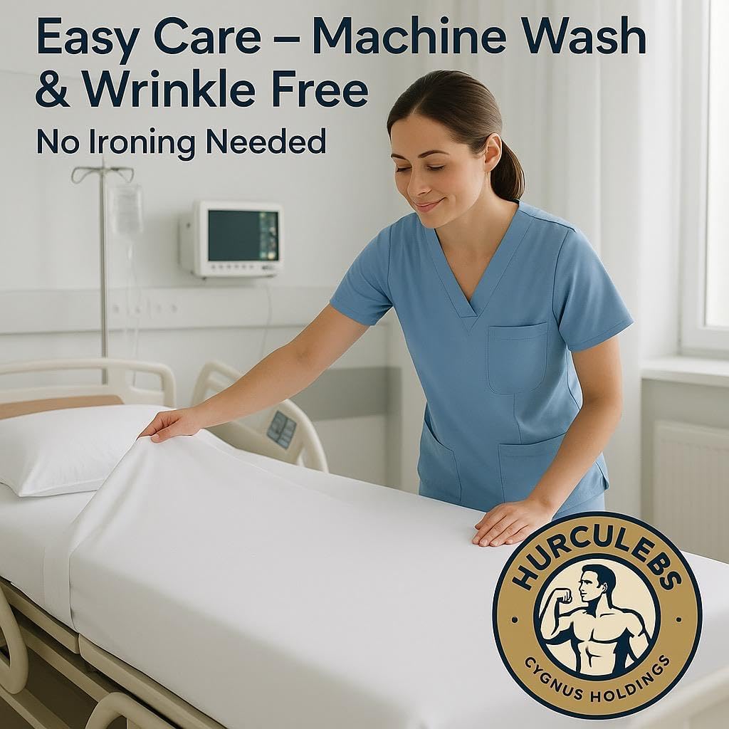 Medical Fitted Sheets Set of 2 – Breathable, Durable & Soft Hospital Bed Fitted Sheets, Easy-to-Clean Patient Sheets for Healthcare Use, Size: 84" x 36"