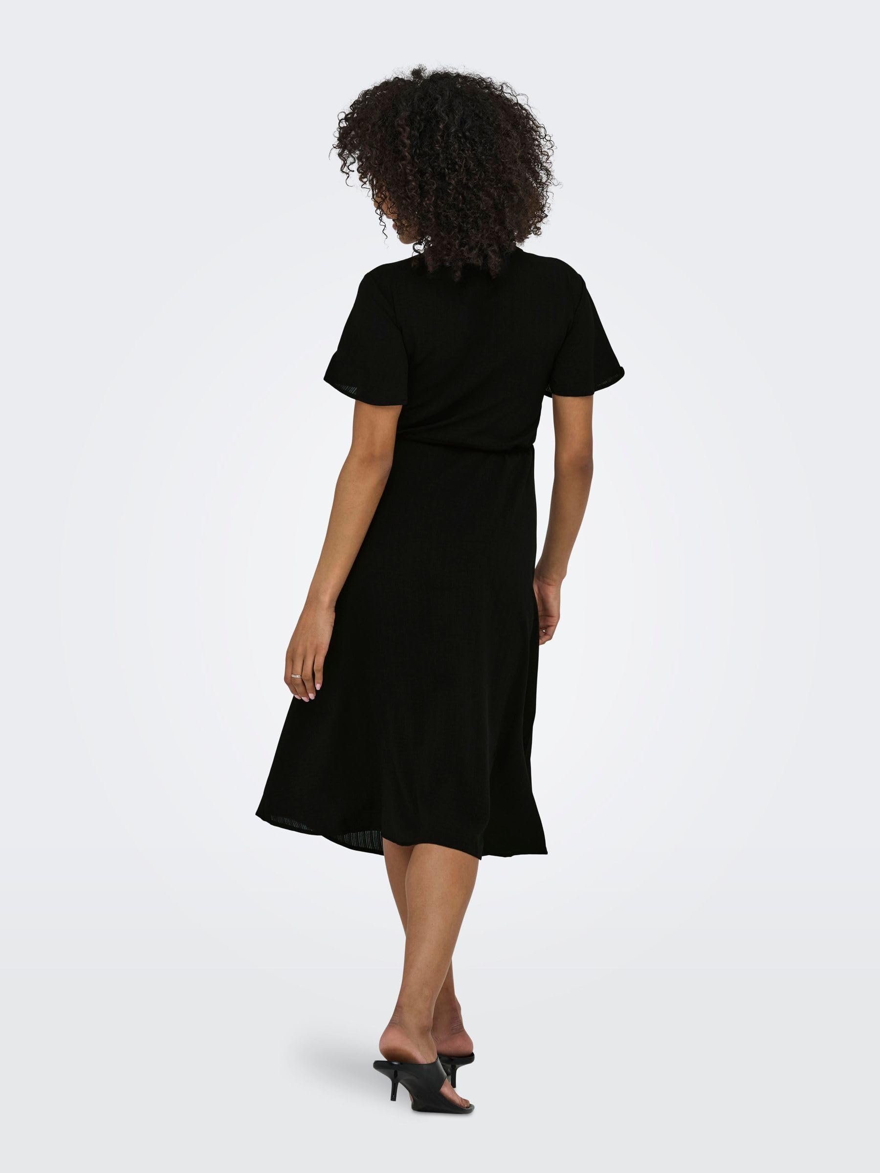 Onlcali Life S/S Midi Wrap Dress WVN, czarny, XL