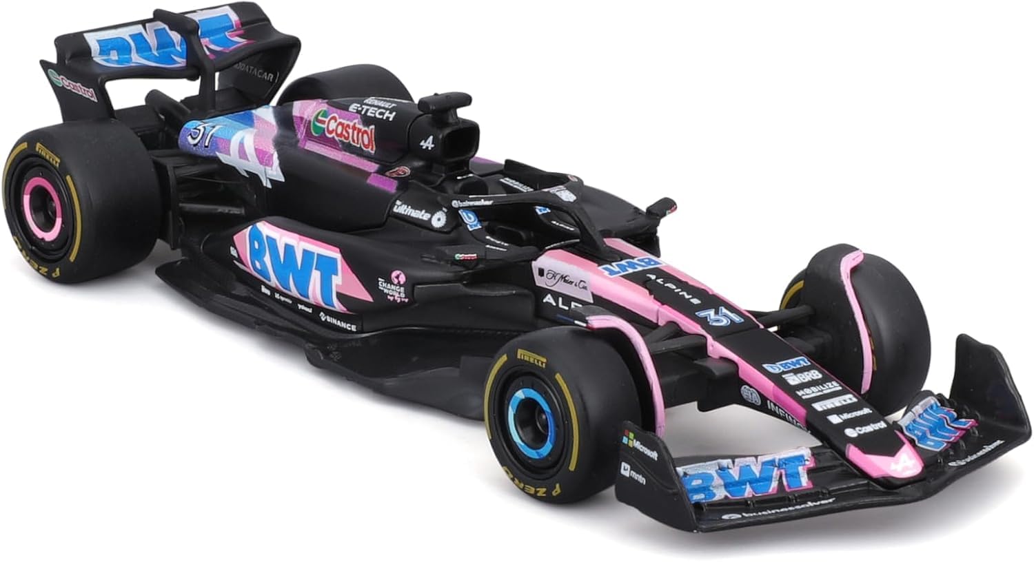 OPO 10 - Formula 1 car compatible with Esteban Ocon Alpine A524#31 2024 1/43 scale Bburago 38219, Multicolor - Image 2