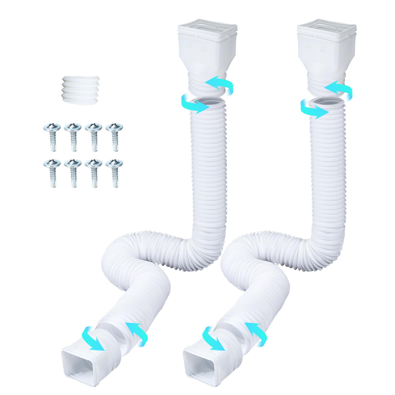 2 Pack downspout extension, White Gutter Downspout Extensions from 20-68 Inches, gutter extension，downspout diverter，with Mounting Screws for Down spout Drain Extension.