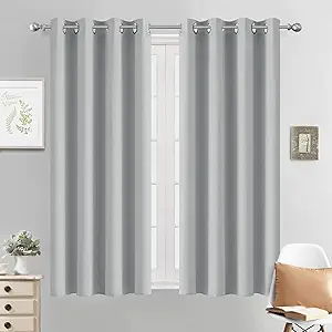 Yakamok Room Darkening Window Drapes Thermal Insulated Light Blocking Grommet Blackout Curtains for Bedroom(52Wx54L,Light Grey,2 Panels)
