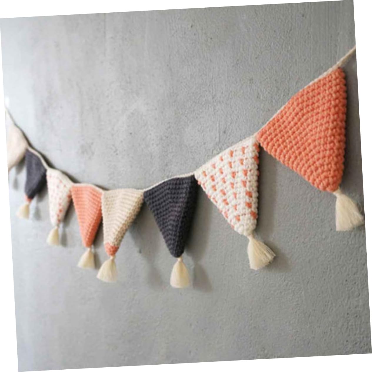 Abaodam 3 Piezas del empavesado de algodón decoración pared decoración de pared Banderines de algodón guirnalda del empavesado triángulo banderín guirnalda de pancartas
