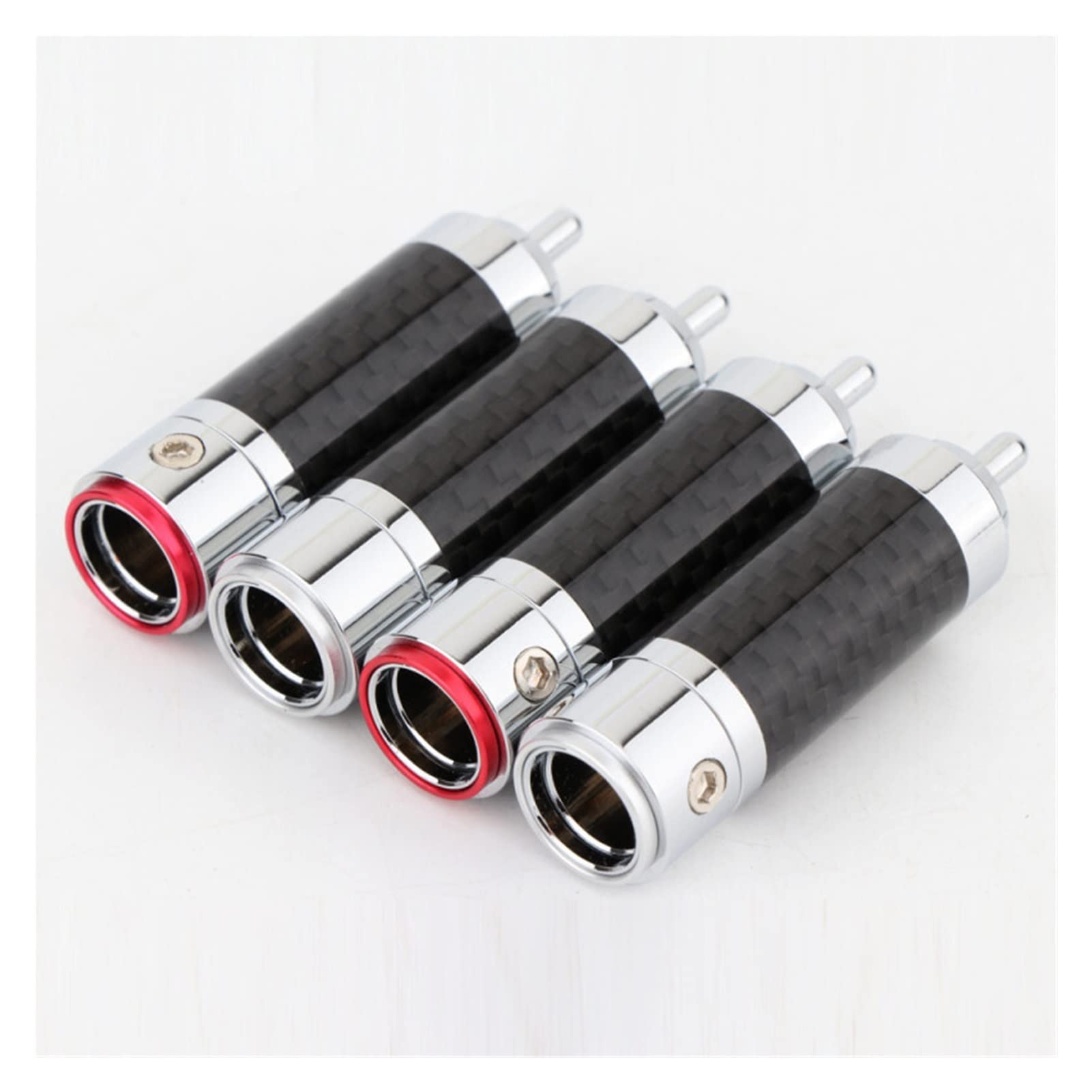 Haut-parleurs audiophiles HiFi Homme RCA Connecteur Connecteur Fibre de Carbone Copper Copper Rhodium Plaqué Audio Amplificateur Terminaux de Haut-parleurs RCA Prise