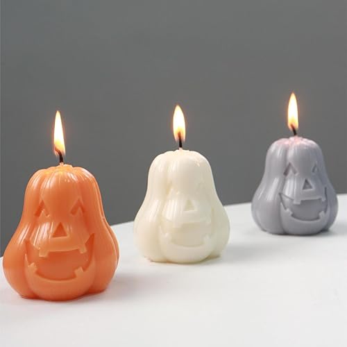 Miniatura 7 de 2 moldes de silicona para velas de Halloween, bricolaje 3D de calabaza malvada, molde de cera para hacer velas de yeso, adorno de resina, jabón,
