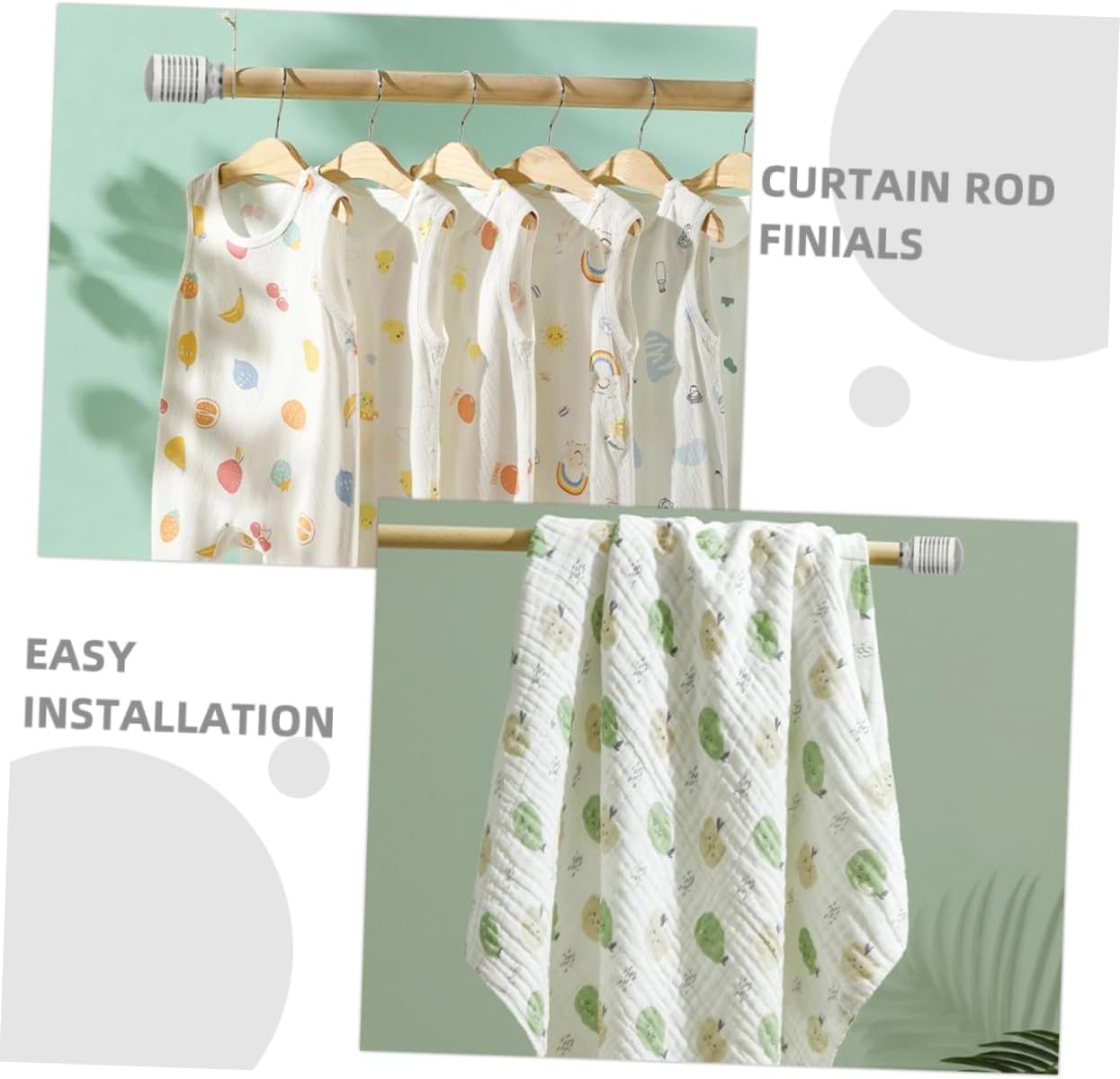 4pcs Decorative Curtain Rod Finials Stylish End Caps for Window Treatment Home Accessories Easy to Install Matte Finish