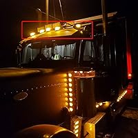 Vista 7 de 5 luces LED ámbar de 31 luces LED para techo de cabina con base cromada compatible con Peterbilt Kenworth Freightliner Volvo Mack
