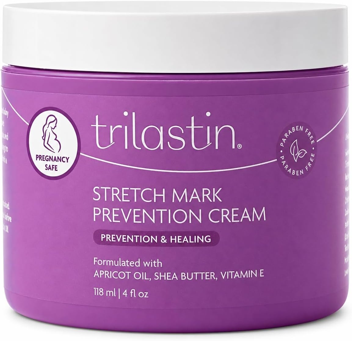 Trilastin Stretch Mark Cream for Pregnancy โ Hydrating Belly Cream for Pregnant Women- Shea Butter & Vitamin E, Paraben Free, No Added Fragrances - Maternity Body Lotion for Belly, Hips, Thighs โ 4 oz