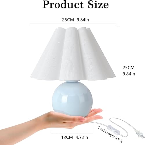 Miniatura 3 de Mini lámpara de mesa pequeña azul claro para dormitorio, lindas lámparas de dormitorio para mesita de noche, lindas mini lámparas de mesa para