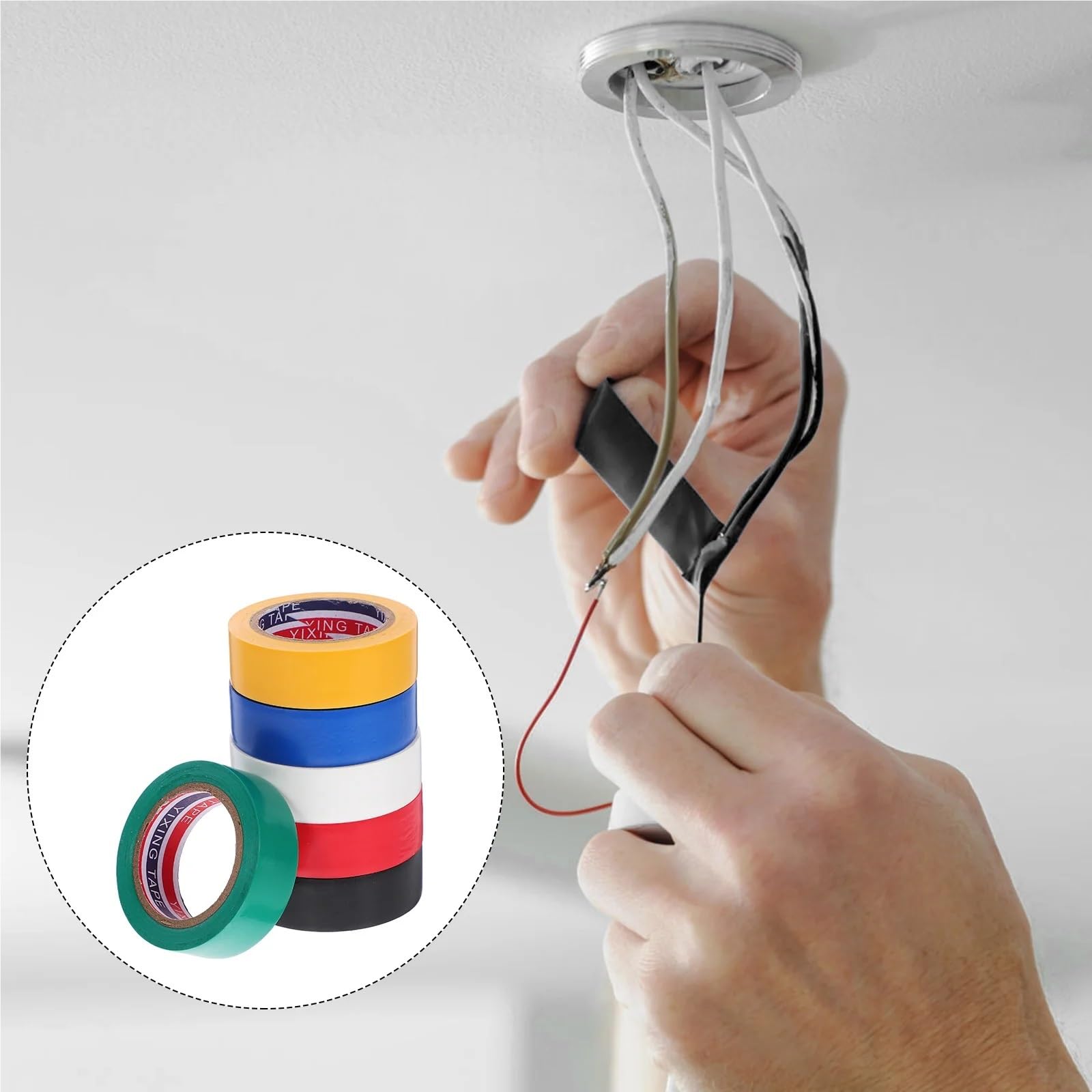 Isolierband 6 Rollen Hochtemperatur-Isolierband, elektrisches Isolierband, Außen-Hochtemperatur-Farbe, Auto-Innenisolierung, Elektriker, PVC-Farbe