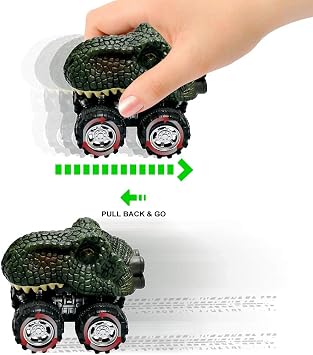 DINOBROS Dinosaur Toy Pull Back Cars 6 Pack Dinosaur Boy Toys Age 3,4,5,6,7 Dino T-Rex Games