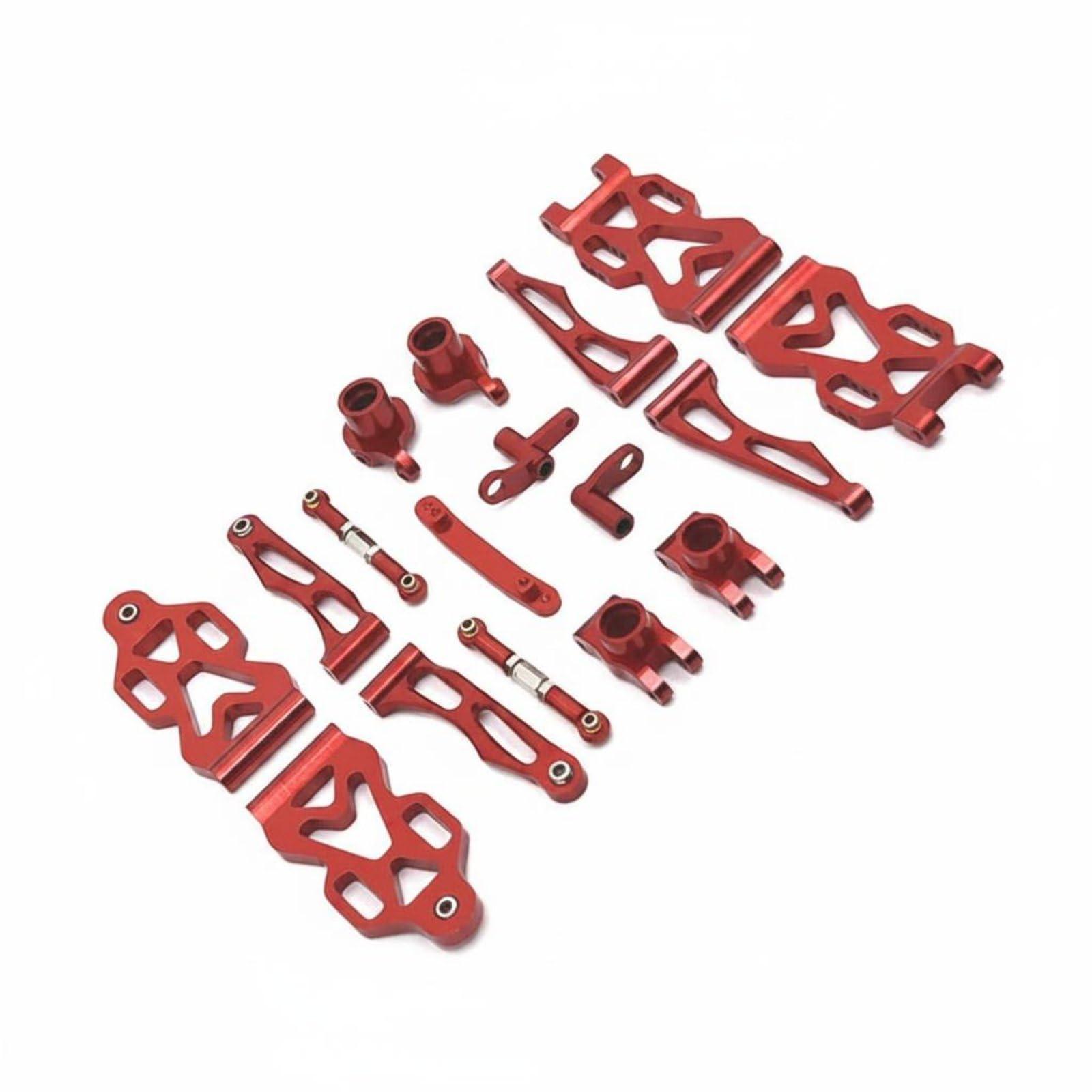 Baoblaze Componente de Actualización Vehicular Kit de Chasis para Coche RC 1/16 Brazos Amortiguadores Enlaces Copas de Dirección Metal Aleación de Aluminio, Rojo