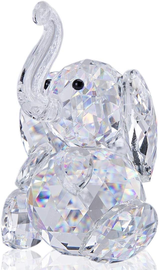 Inconnu H&D Crystal Cute Elephant Figurine Collection Cut Glass Ornament Statue Animal Collection