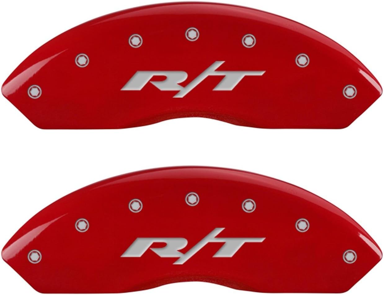 MGP Caliper Covers 12200SDD3RD Dodge ll Engraved Caliper Cover with Red Powder Coat Finish and Silver Characters, (Set of 4)