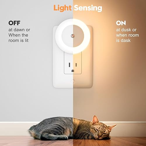 Miniatura 6 de Luz nocturna, luces nocturnas enchufables a la pared, sensor de atardecer a amanecer, luz nocturna LED blanca cálida de 0.5 W, paquete de 2 luces