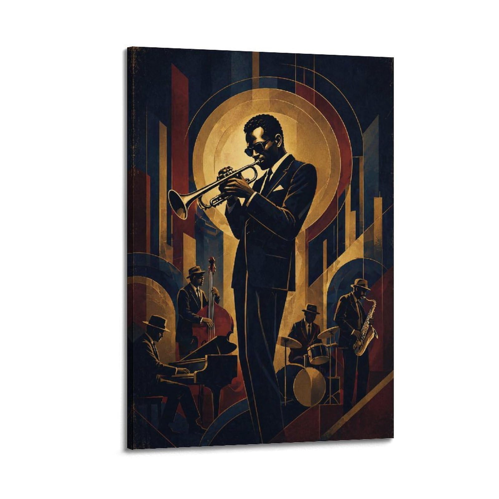 Okngb Frame-Style Vintage Harlem Music Poster Jazz Legendary Trumpeter Decorative Painting Canvas Art Picture 20X30inch(50X75cm)