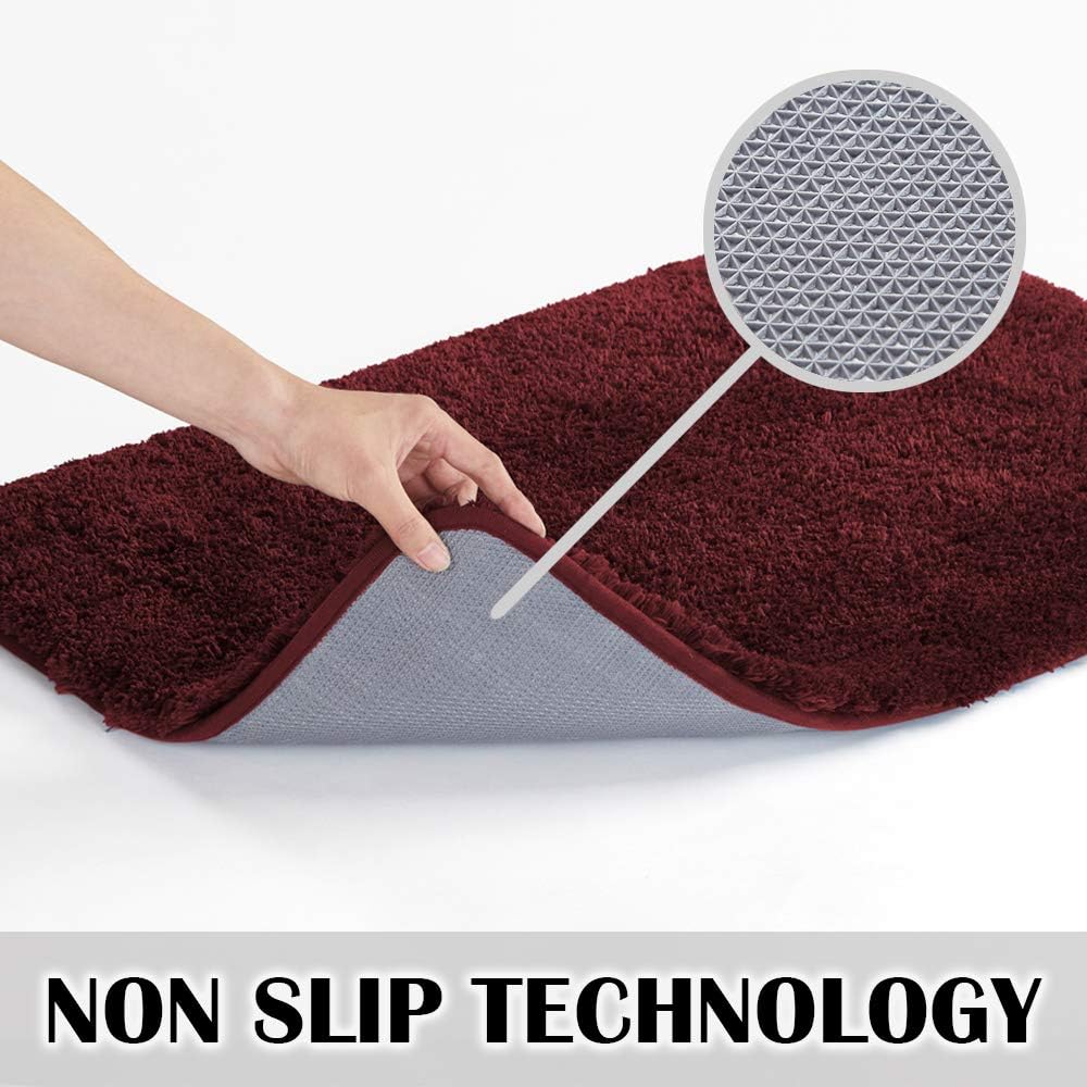 Suchtale Large Extra Soft Shaggy Bath Mat (24 x 60, Red) Machine Washable Microfiber Non Slip Luxury Bathroom Floor Mat - Image 3