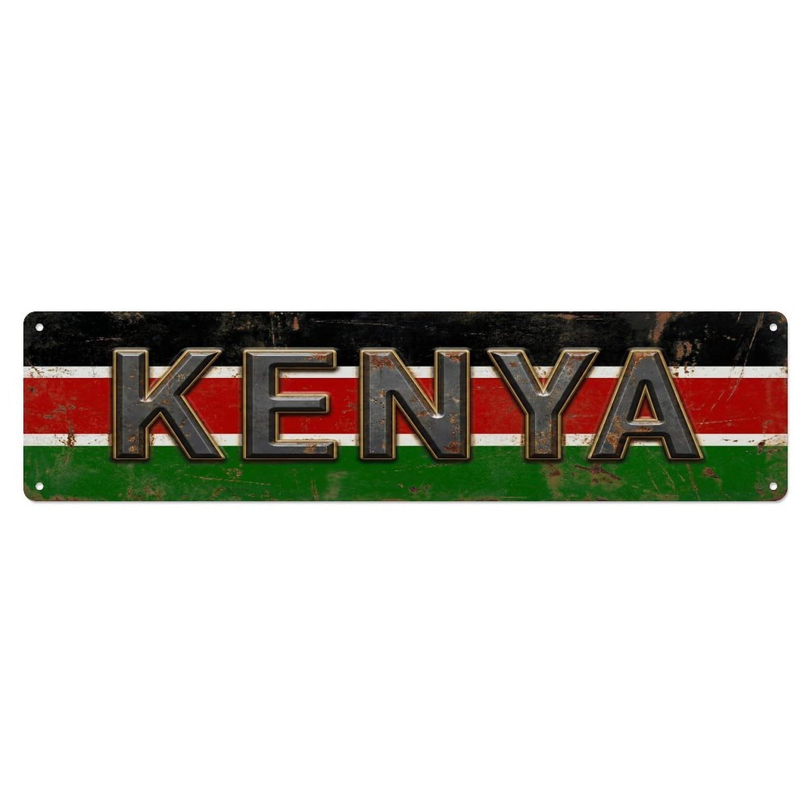 Fqcyn Style Metal Tin Sign Vintage Kenya Flag Pattern