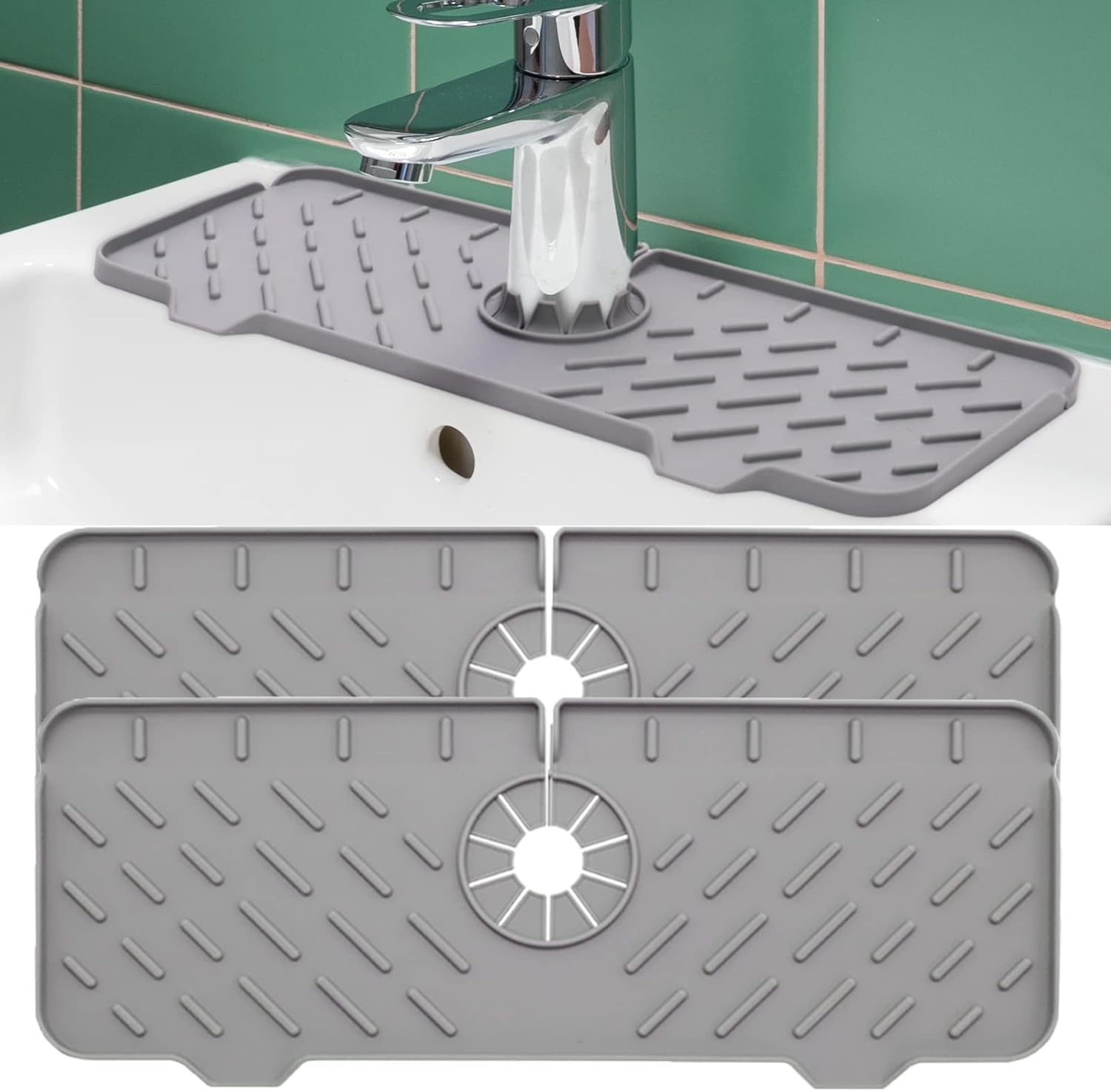 2 Pcs Kitchen Sink Splash Guard, Silicone Faucet Handle