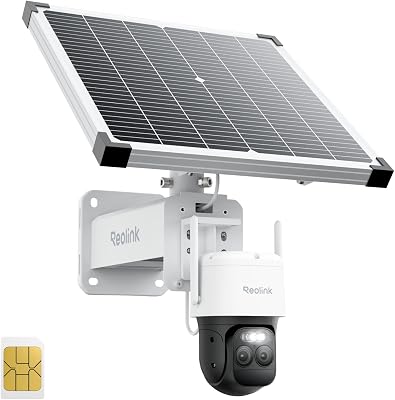 Reolink PTZ Telecamera con SIM 4G da Esterno Pannello Solare, 2K HD Attivo e Registrazione 24/7, Lunga Durata della Batteria, ColorX, Rilevamento Intelligente, TrackMix LTE Plus 2+Pannello Solare Plus
