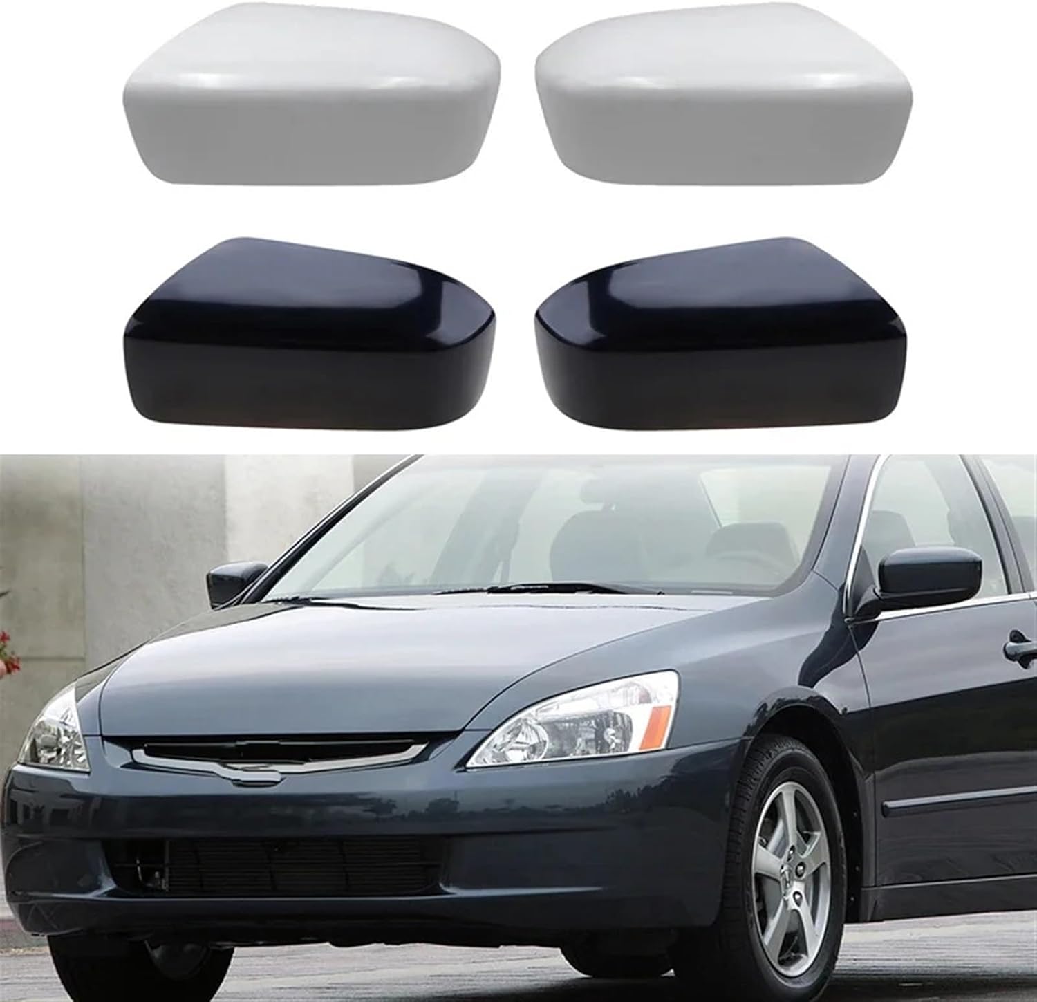 Compatible For Accord 7th 2003-2007 Car Replacement Rearview Side Mirror Cover Wing Cap Exterior Door Rear View Case Trim Carbon (Color : White Right)