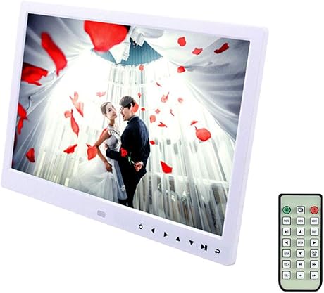 CWHALE Digitaler Bilderrahmen Zoll Digitaler Bilderrahmen 1280 800 LED-Bildschirm mit Kalender MP3 FotoVideo Player mit Fernbedienung Digitaler BilderrahmenWhite