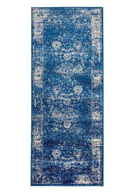 Mazovia Alfombra de Pasillo Larga - Design Vintage Moderno Pelo Corto - Alfombras de Pasillo por Metros - Alfombras para Pasillos Largos - Moqueta por Metros - 80x200 cm Azul Marino