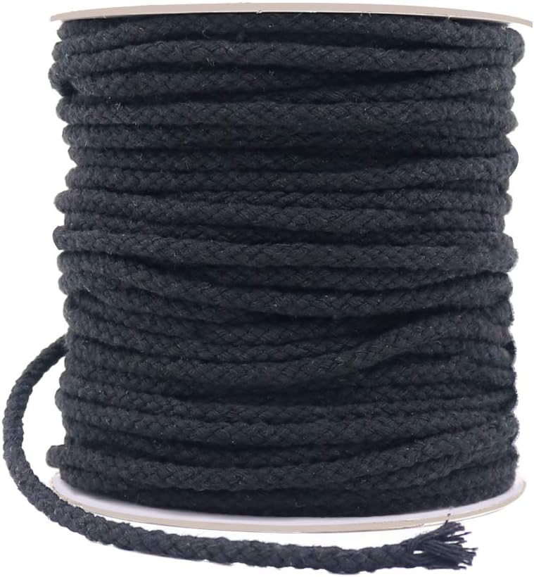 Vivifying 55 Yards 5mm Macrame Cord, Strong Cotton Macrame String for DIY Crafts, Gifts (Black)