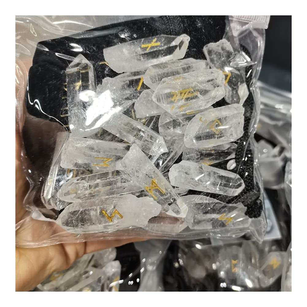 Regalo for la Familia Roca Natural Cuarzo Cristal Transparente Runa Runas Blancas Piedra Adivinación Adivinación Curación Colección de Regalos Piedra de la Suerte Inicio Colecciones