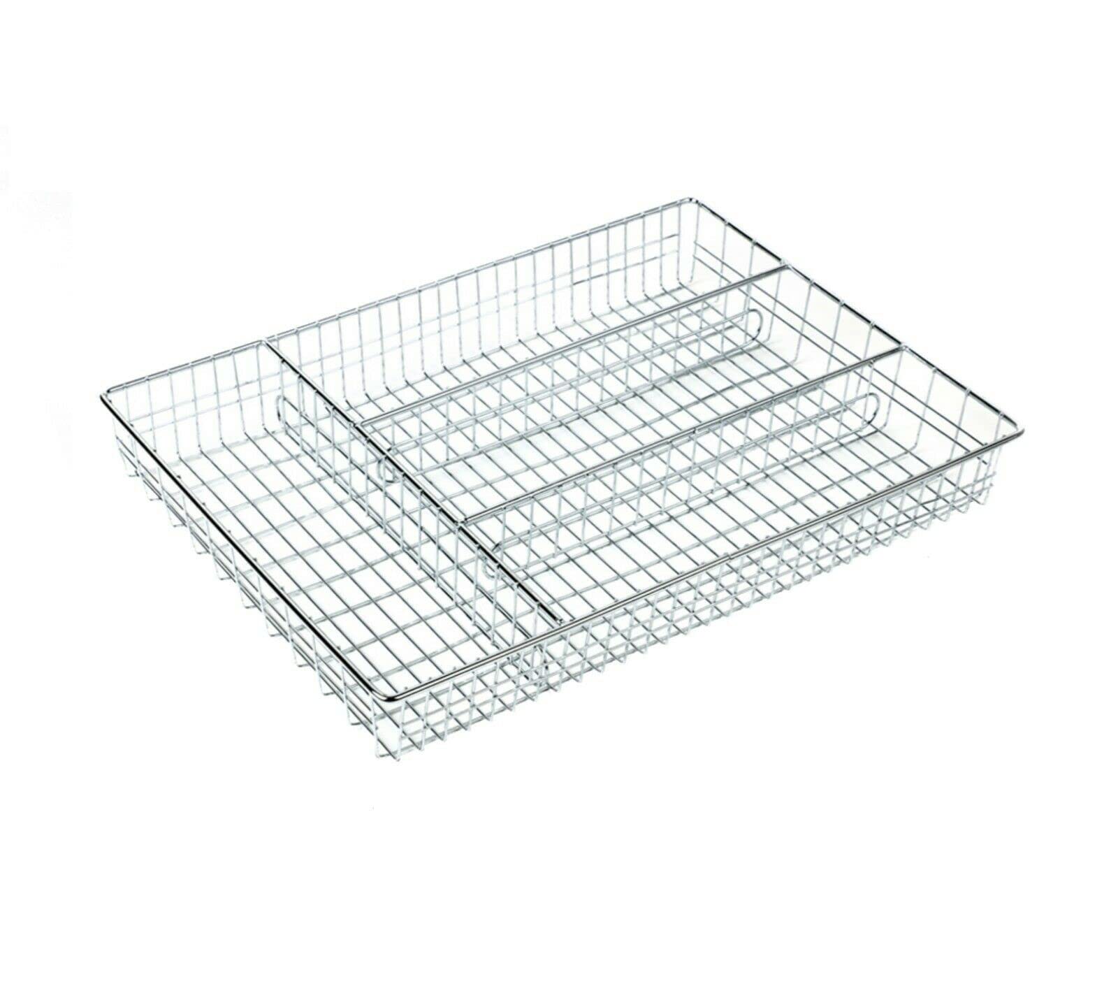 HoitoDeals 1Pcs Chrome Wire Cutlery Tray Holder Drawer Organiser Storage Tidy Box (Silver)