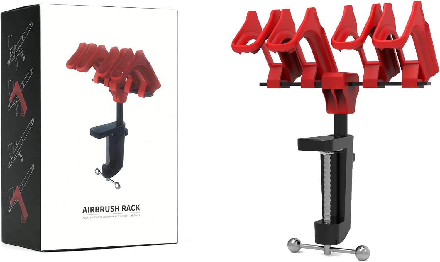 Airbrush Rack, Holders for 4 Airbrushes and Paint Supplies, Adjustable Stand