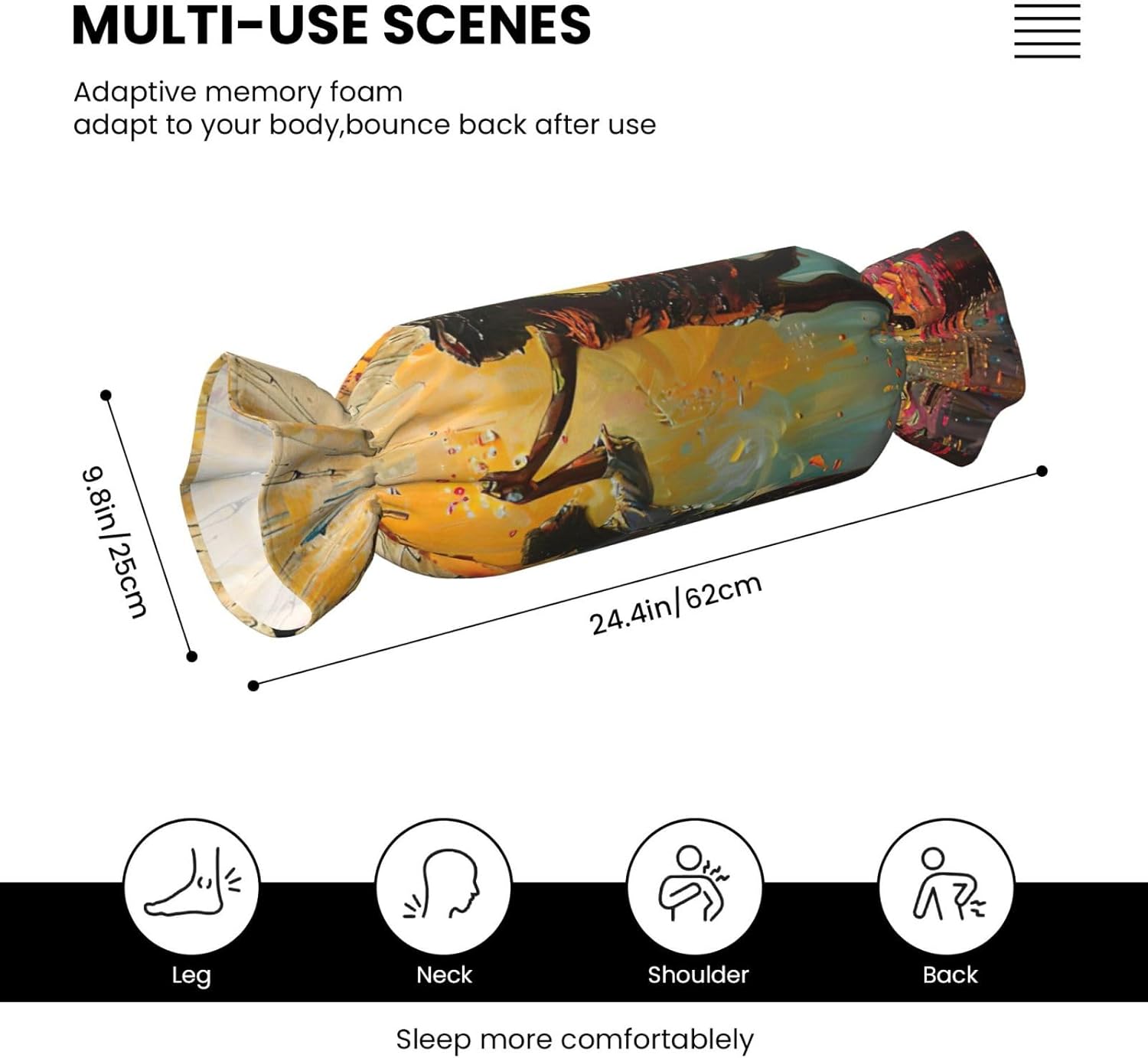 Dance with Music Print Candy Cylindrical Comfortable Pillow Throw Pillows Home Decor Easy Maintenance