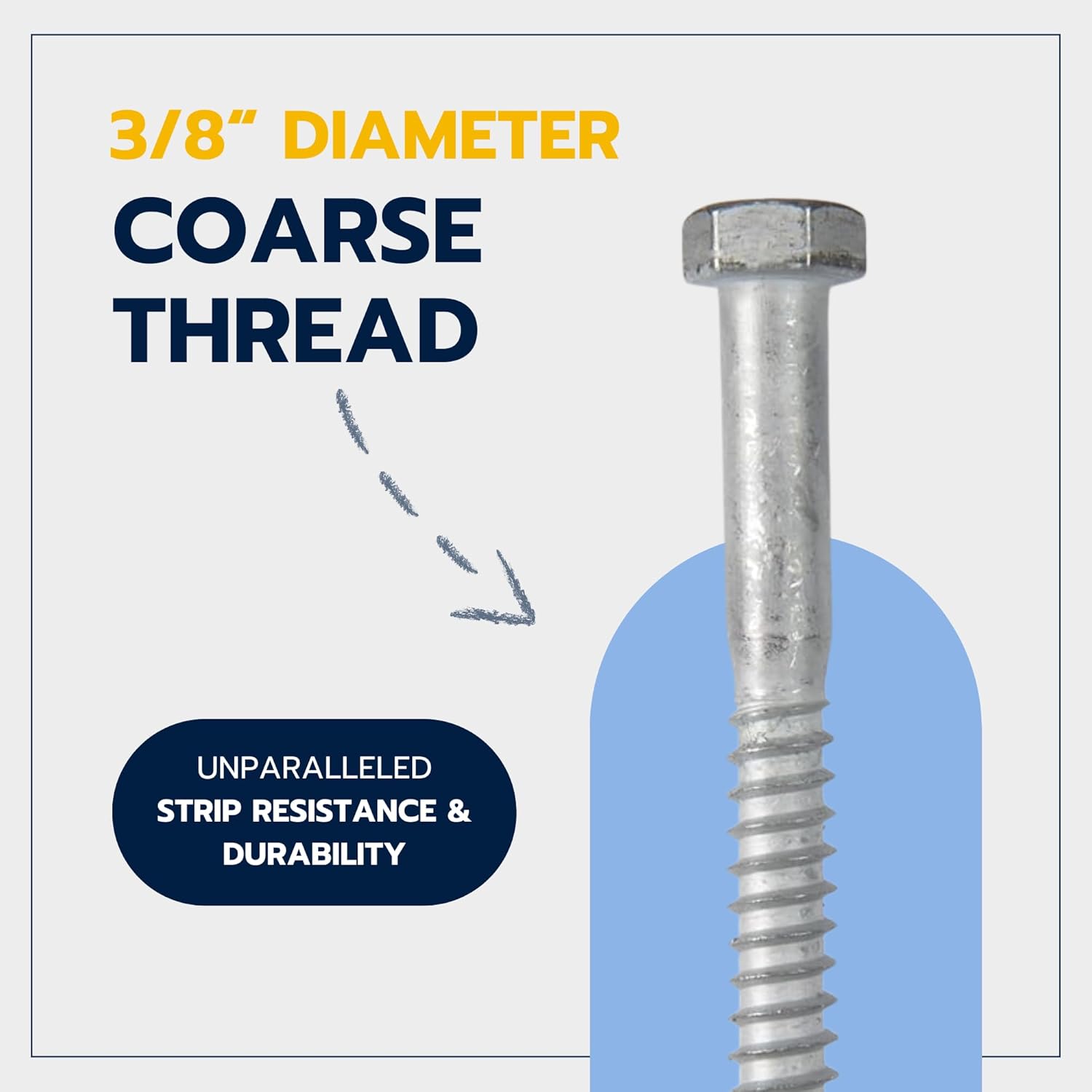 3/8 x 5 (50 Pack) Lag Screw Kit, 50 Screws and 50 washers, Hot Dip Galvanized, Meets ASME B18.2.1 Industrial/Commercial Grade by Makers Bolt