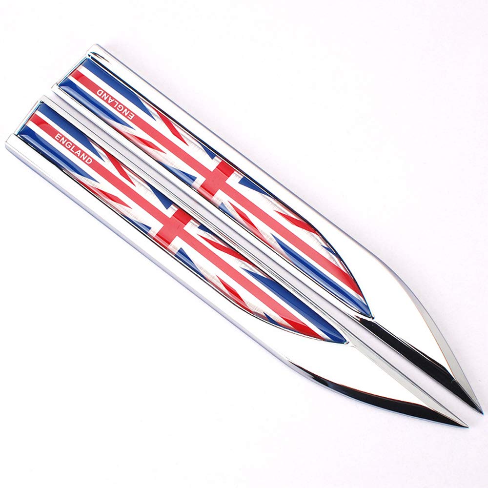 2 Pcs England Flag Metal Decal Emblem Sticker Subdued for Auto Truck Car