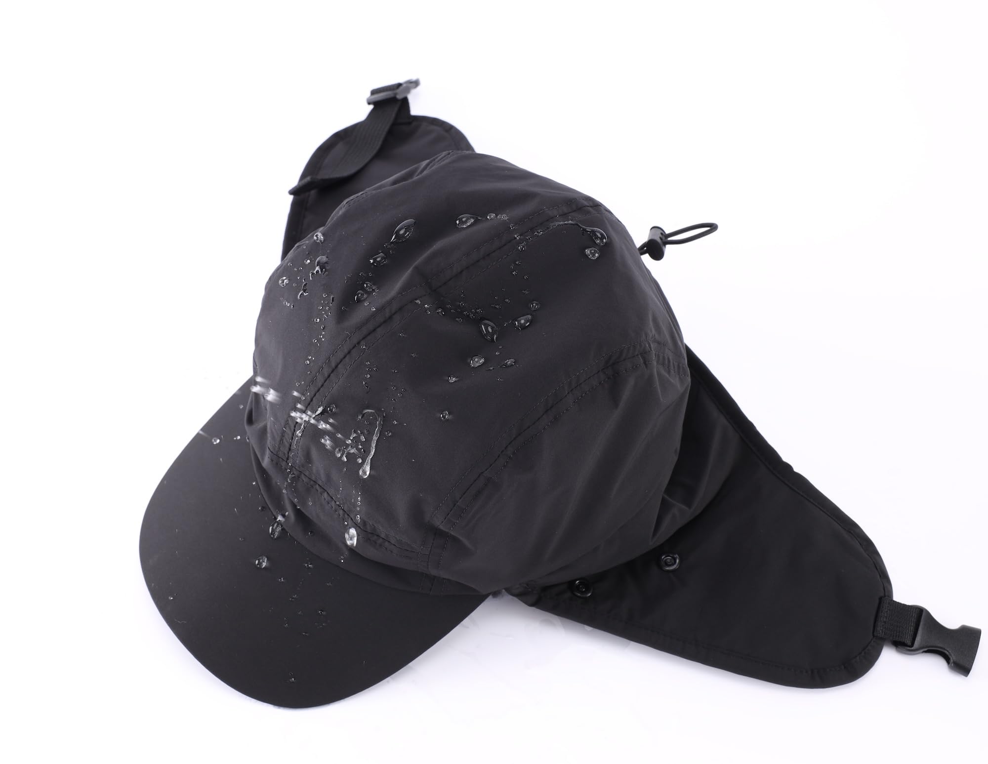 Home Prefer Impermeable para hombre invierno sombrero forro polar orejeras visera sombrero cubierta facial, Negro, talla única
