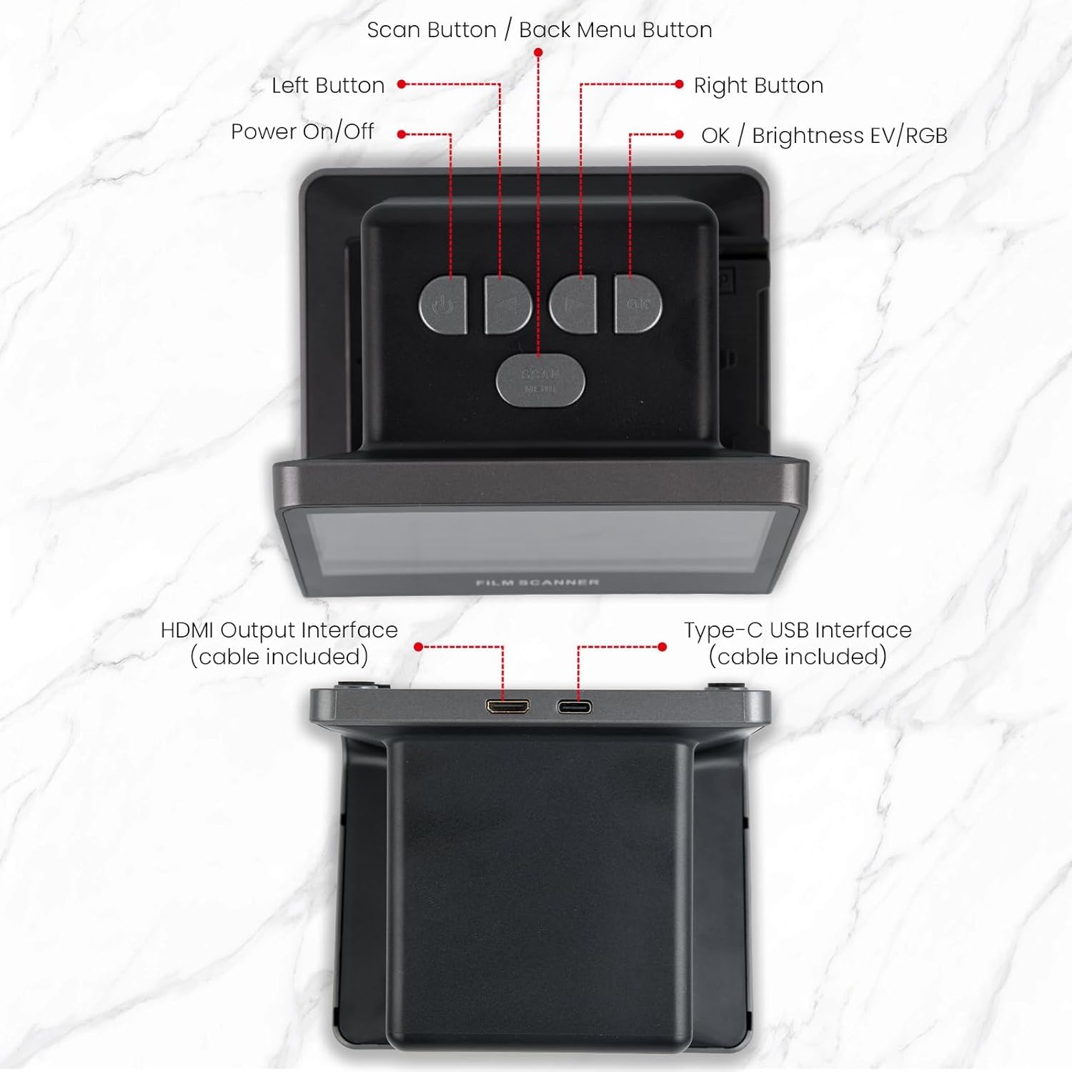 Diascanner 22MP Fotoscanner mit 5" LCD Display Negativscanner 35mm 135 126 KPK 110 Negative Super 8-Film Digitalisieren