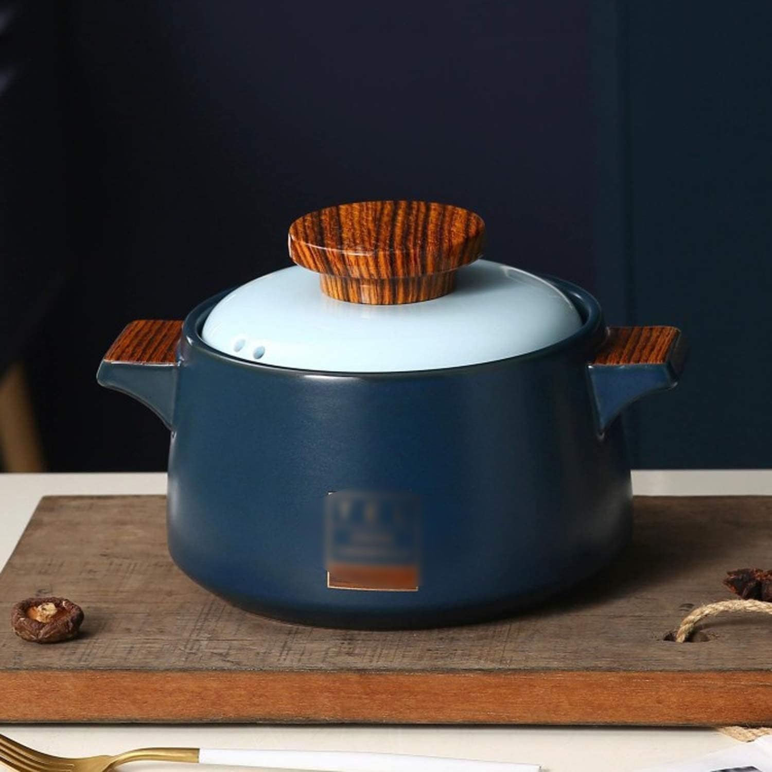 Soup Bowl,Ceramic Soup Serving Pot,Ceramic Soup, Round Ceramic Pot, Blue Casserole/Clay Pot/Mud Pot/Ceramic Cook Pot(6.5L)